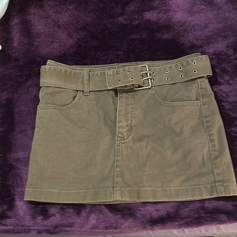 Army green skirt